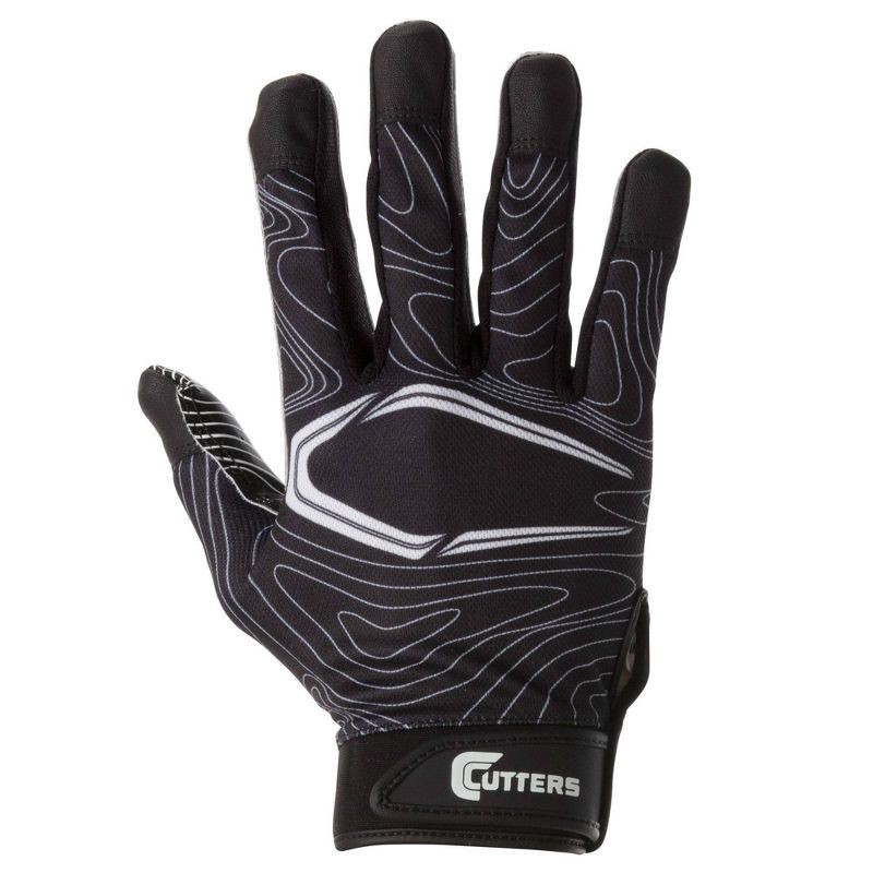 slide 2 of 6, Cutters Game Day Receiver Gloves - Black S/M: Strap Closure, Silicone Material, Football Use, 1 ct