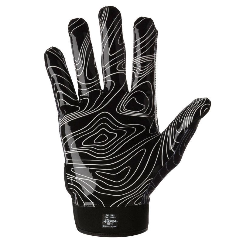 slide 3 of 6, Cutters Game Day Receiver Gloves - Black L/XL: Silicone Strap Closure, 1 ct