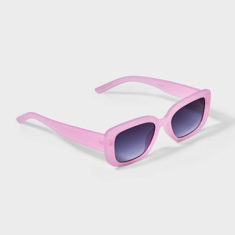 slide 2 of 2, Girls' Rectangle Sunglasses - art class™ Pink: UV Protection, Recycled Plastic Frame, Ages 10-12, 1 ct