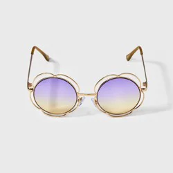 Girls' Metal Flowers Sunglasses - art class™ Purple/Gold: Adjustable Nose Pads, Maximum UV Protection, Recycled Metal Frame