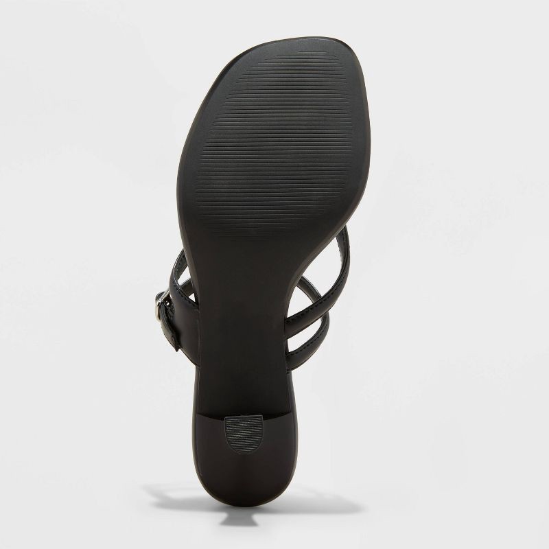 slide 4 of 4, Women's Sayler Thong Heels - A New Day™ Black 7: Slip-On T-Strap, Cushioned Insole, Faux Leather, 2" Louis Heel, Open Toe, 1 ct
