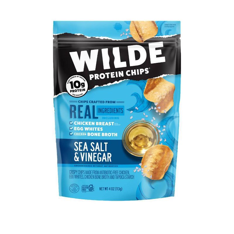 slide 1 of 5, WILDE 10g Protein Chips Sea Salt & Vinegar - 4oz, 10 gram, 4 oz