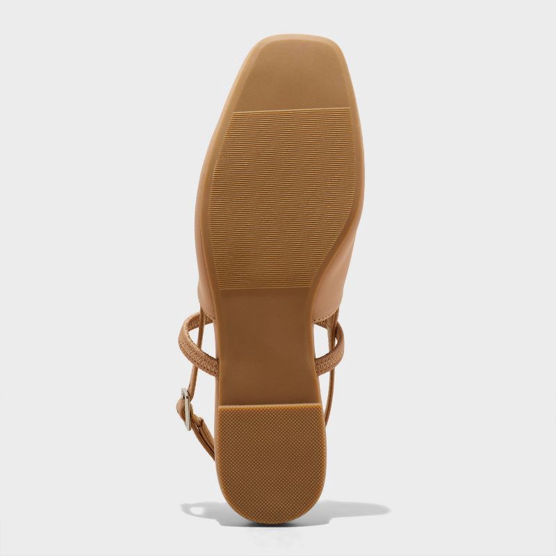 slide 4 of 4, Women's Vada Slingback Scrunch Toe Flats - A New Day™ Tan 8.5: Memory Foam Insole, Faux Leather, Textured Outsole, 1 ct