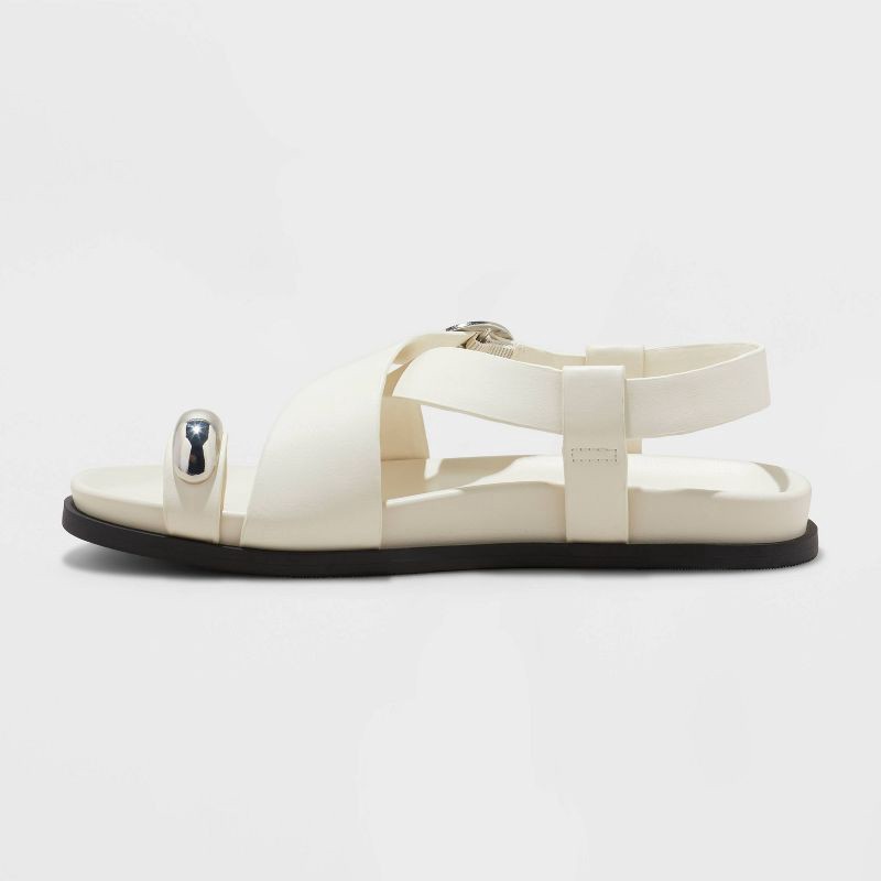 slide 2 of 4, Women's Penelope Toe Ring Footbed Sandals - A New Day™ Off-White 10: Contoured Platform, Buckle Closure, 1 ct