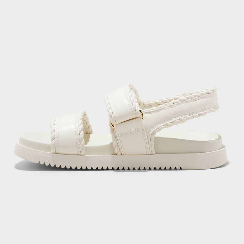 slide 2 of 4, Women's Tilly Platform Footbed Sandals - A New Day™ Off-White 6.5: Cushioned Insole, Hook & Loop Closure, 1 ct