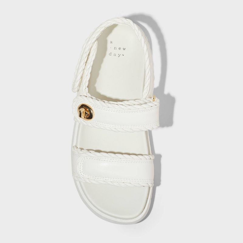slide 3 of 4, Women's Tilly Platform Footbed Sandals - A New Day™ Off-White 6.5: Cushioned Insole, Hook & Loop Closure, 1 ct