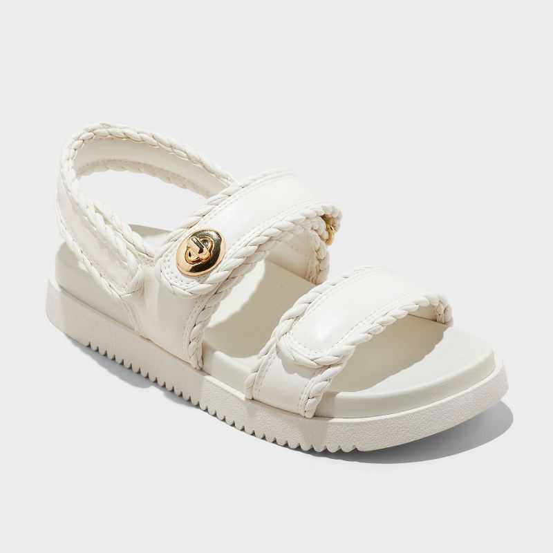 slide 1 of 4, Women's Tilly Platform Footbed Sandals - A New Day™ Off-White 6.5: Cushioned Insole, Hook & Loop Closure, 1 ct