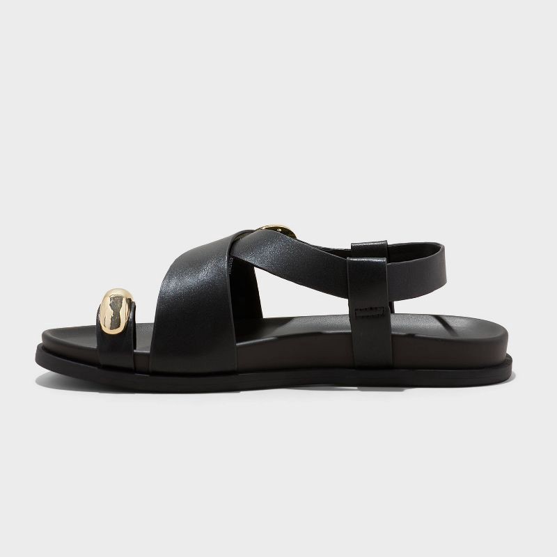 slide 2 of 4, Women's Penelope Toe Ring Footbed Sandals - A New Day™ Black 6.5: Contoured Platform Heel, Buckle Closure, Textured Outsole, 1 ct