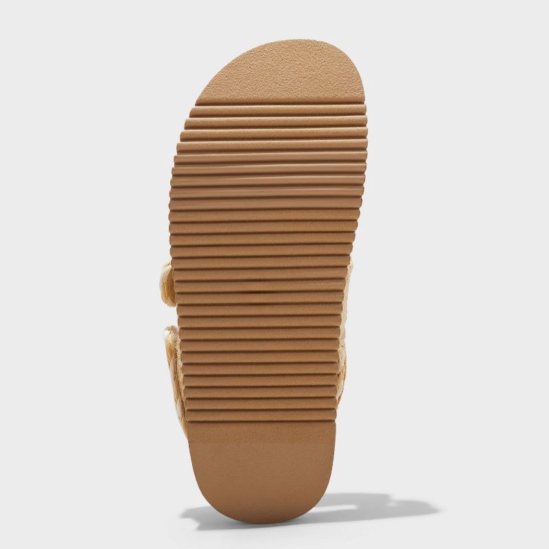 slide 4 of 4, Women's Tilly Raffia Platform Footbed Sandals - A New Day™ Tan 10: Cushioned Insole, Hook and Loop Closure, Open Toe Design, 1 ct