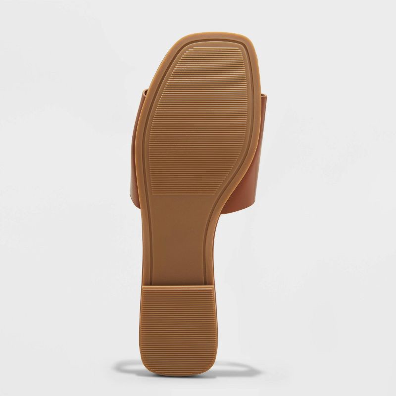 slide 4 of 4, Women's Deidra Slide Sandals - A New Day™ Cognac 8: Slip On, Memory Foam Insole, Block Heel, Open Toe, Textured Outsole, 1 ct