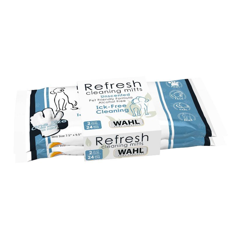 slide 3 of 3, Wahl Refresh Cleaning Unscented Mitts Dog Wipes - 24ct/2pk, 24 ct, 2 ct