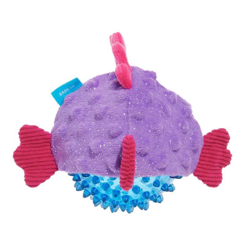 slide 3 of 8, BARK Under the Seams Spike the Blowfish Dog Animal Ball Toy, 1 ct