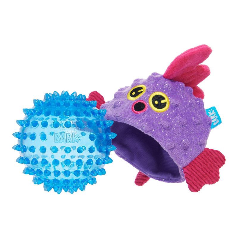 slide 4 of 8, BARK Under the Seams Spike the Blowfish Dog Animal Ball Toy, 1 ct