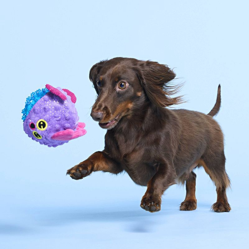 slide 6 of 8, BARK Under the Seams Spike the Blowfish Dog Animal Ball Toy, 1 ct