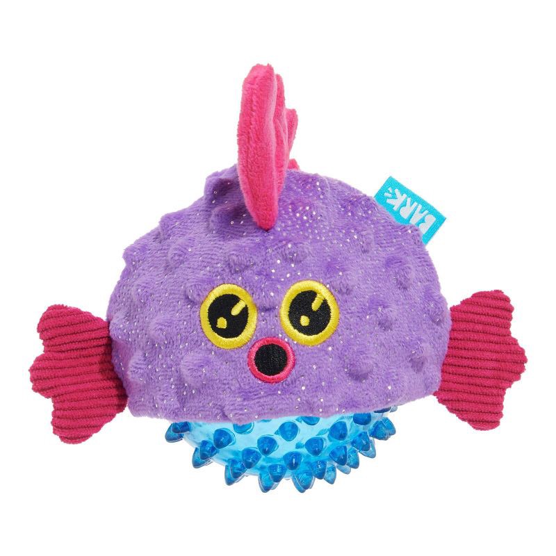 slide 1 of 8, BARK Under the Seams Spike the Blowfish Dog Animal Ball Toy, 1 ct