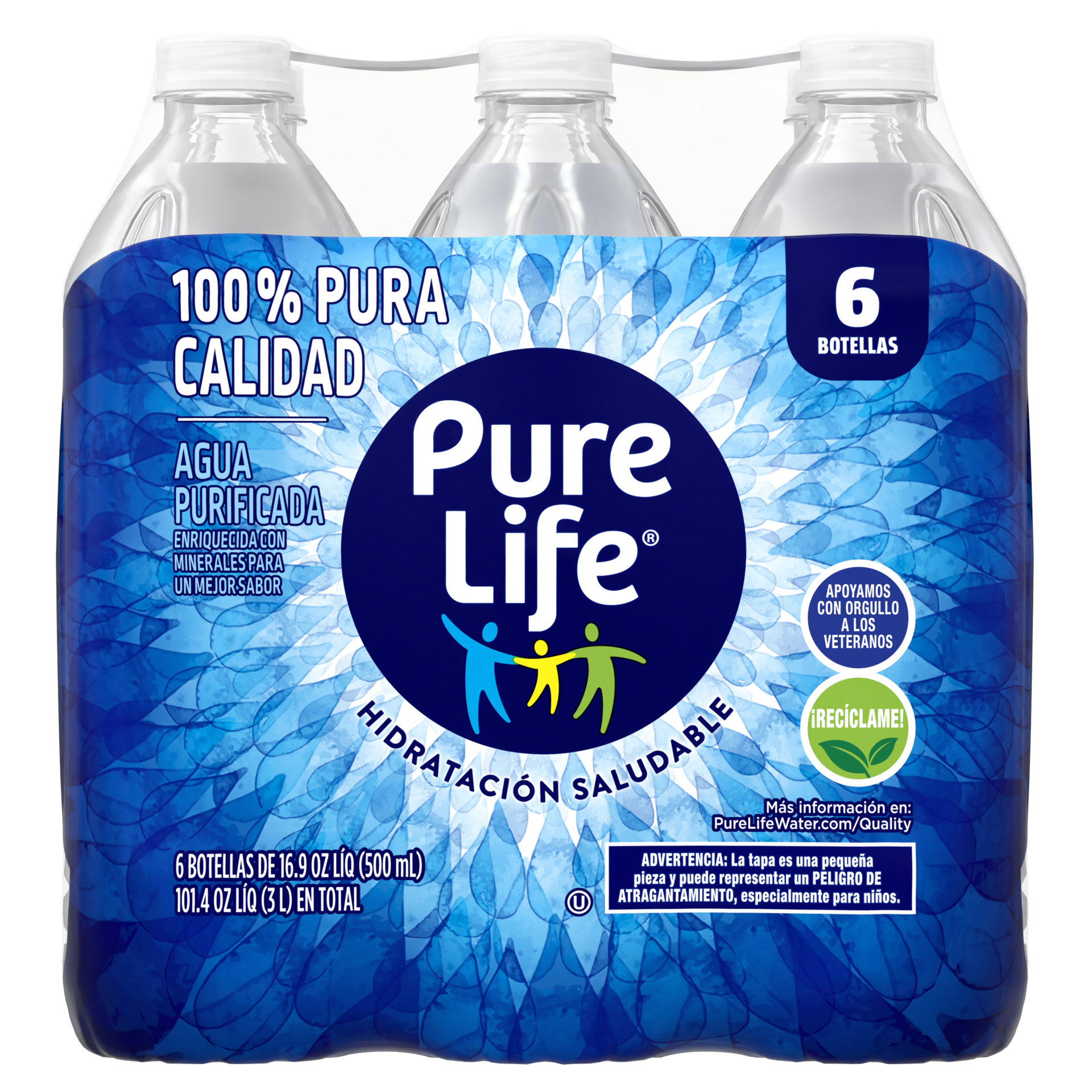 slide 2 of 5, Pure Life Purified Water, 16.9 Fl Oz / 500 mL, Plastic Bottled Water (6 Pack), 16.9 fl oz