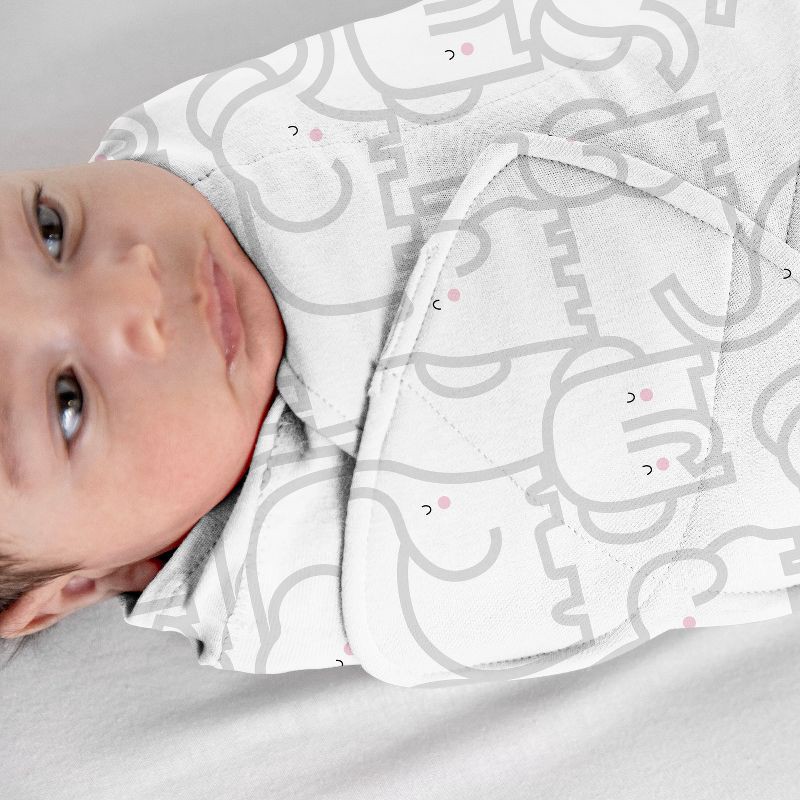 slide 12 of 15, SwaddleMe by Ingenuity Monogram Collection Swaddle Wrap, for Ages 0-3 Month - Elephant Dance - 3pk, 3 ct