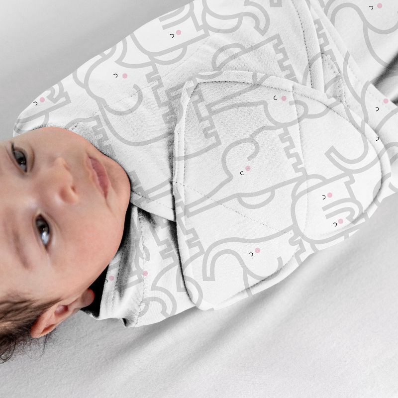 slide 10 of 15, SwaddleMe by Ingenuity Monogram Collection Swaddle Wrap, for Ages 0-3 Month - Elephant Dance - 3pk, 3 ct