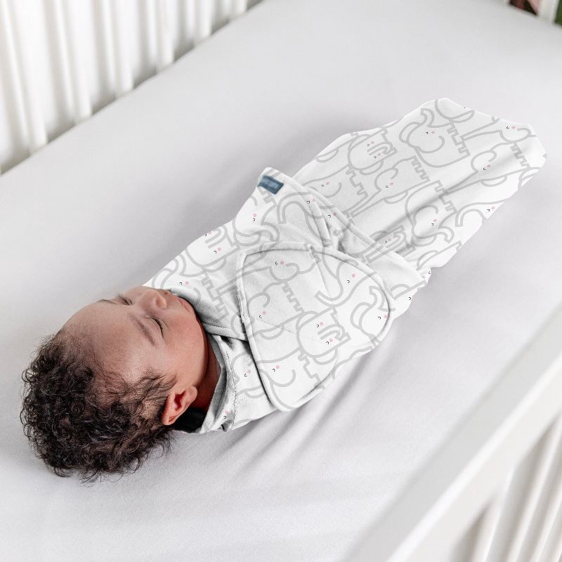 slide 11 of 15, SwaddleMe by Ingenuity Monogram Collection Swaddle Wrap, for Ages 0-3 Month - Elephant Dance - 3pk, 3 ct