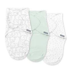 SwaddleMe by Ingenuity Monogram Collection Swaddle Wrap, for Ages 0-3 Month - Elephant Dance - 3pk