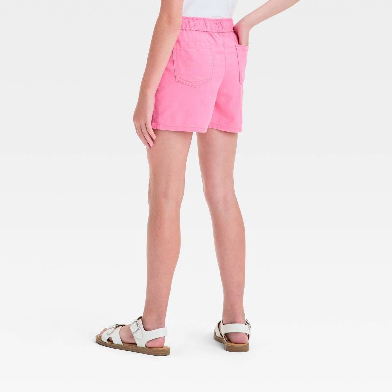 slide 2 of 3, Girls' Pull-On Woven Shorts - Cat & Jack™ Pink XS: Adjustable Waistband, Mid Rise, 2.25" Inseam, 1 ct
