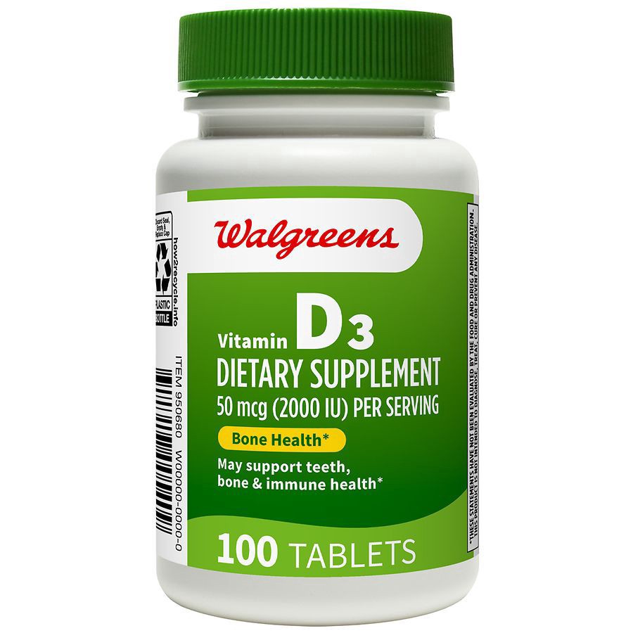 slide 1 of 5, Walgreens Vitamin D3 50 mcg (2000 IU) Tablets, 100 ct