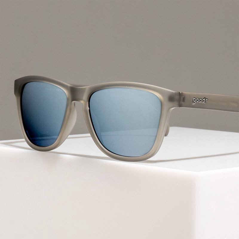slide 4 of 4, goodr Going to Valhalla...Witness! OG Rectangle Sunglasses: Polarized Silver Lenses, Gray Plastic Frame, One Size Fits Most, 1 ct