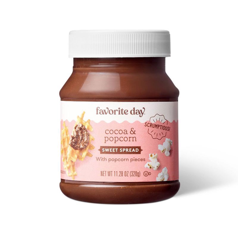 slide 1 of 3, Cocoa and Popcorn Sweet Spread with Popcorn Pieces - 11.28oz - Favorite Day™, 11.28 oz