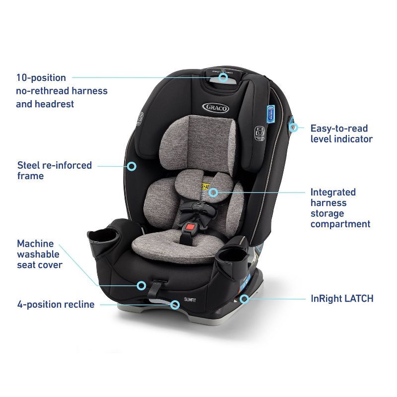 slide 6 of 6, Graco Slim Fit 3-in-1 Convertible Car Seat - Jarret, 1 ct