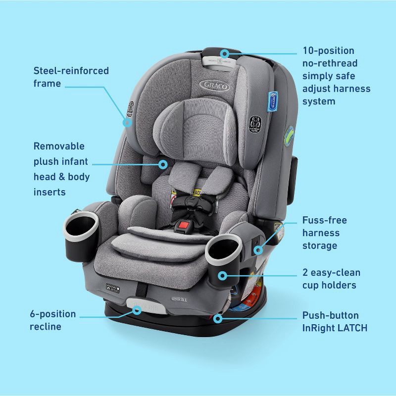 slide 7 of 8, Graco 4Ever DLX 4-in-1 Convertible Car Seat - Charlie, 1 ct
