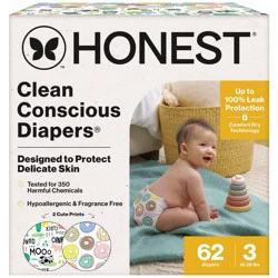 The Honest Company Clean Conscious Diapers - Barnyard Babies + Donut Grow Up - Size 3 - 62ct