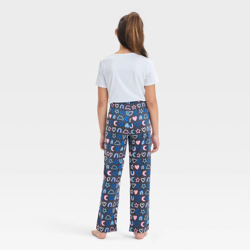 slide 2 of 4, Girls' 3pc 'Friendship Bracelet Heart' Printed Short Sleeve Pajama Set - Cat & Jack™ Black/White S: Recycled Polyester, 3 ct