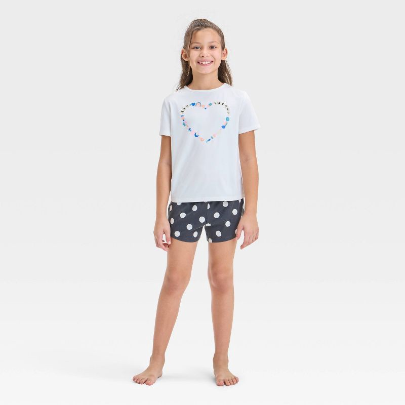 slide 3 of 4, Girls' 3pc 'Friendship Bracelet Heart' Printed Short Sleeve Pajama Set - Cat & Jack™ Black/White S: Recycled Polyester, 3 ct