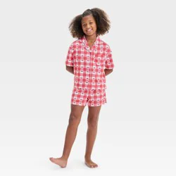 Girls' 'Cherry/Gingham' Short Sleeve Button-Up Pajama Set - art