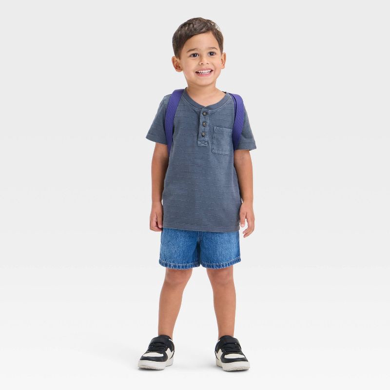 slide 3 of 3, Toddler Boys' Pull-On Denim Shorts - Cat & Jack™ Medium Wash 18M: Relaxed Fit, Elastic Waistband, Above Knee, 1 ct