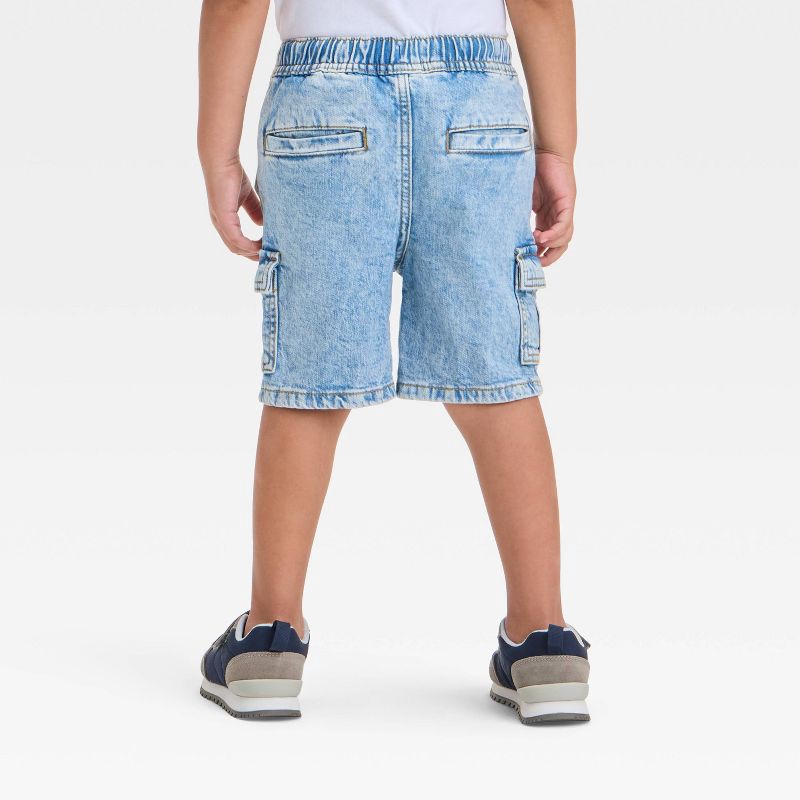 slide 2 of 3, Toddler Boys' Pull-On Denim Cargo Shorts - Cat & Jack™ Light Wash 5T: Cotton Spandex, Midweight, Low-Rise, 1 ct