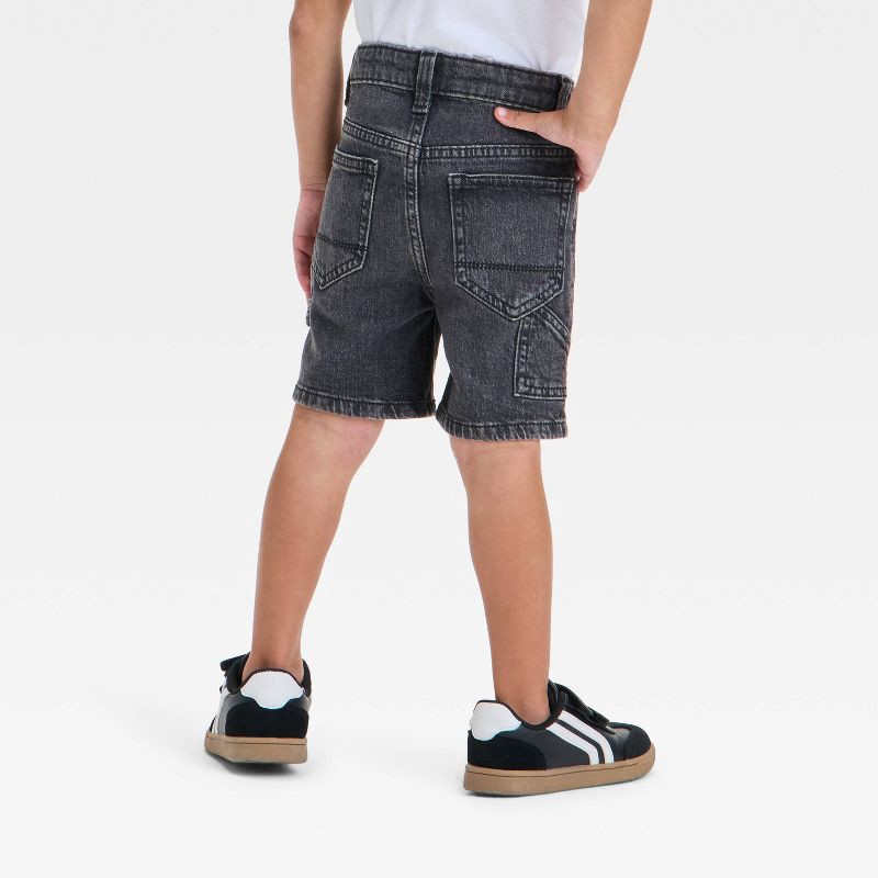slide 2 of 3, Toddler Boys' Button Front Carpenter Denim Shorts - Cat & Jack™ Black Wash 3T, 1 ct