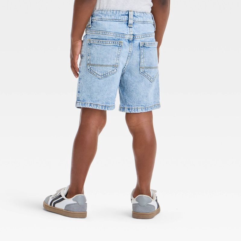 slide 2 of 3, Toddler Boys' Button Front Pocket Denim Shorts - Cat & Jack™ Light Blue 5T: Adjustable Waistband, Low-Rise, 1 ct