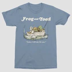Frog and Toad Men's Frog & Toad Fishing Short Sleeve Crewneck T-Shirt - Light Blue L