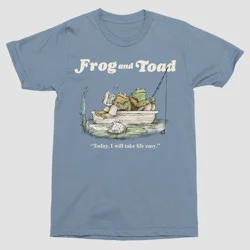 Frog and Toad Men's Frog & Toad Fishing Short Sleeve Crew Neck T-Shirt - Light Blue XXL: Cotton-Polyester Blend, Animal Graphic