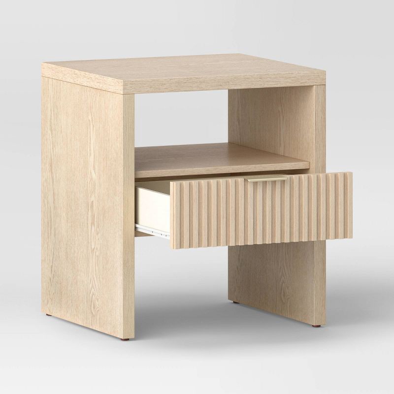 slide 3 of 7, Groove Dowel Accent Table with Shelf Natural Wood - Threshold™ Fully Assembled, 1 ct