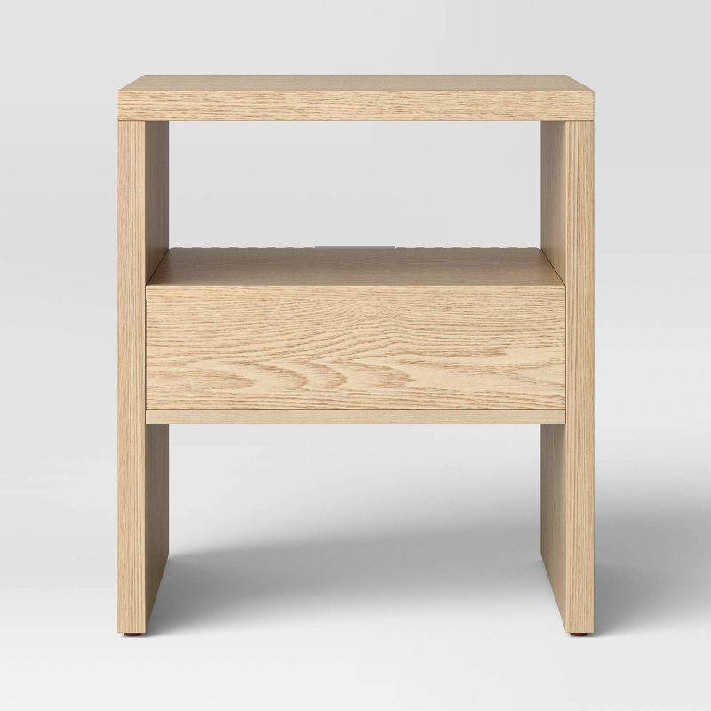 slide 4 of 7, Groove Dowel Accent Table with Shelf Natural Wood - Threshold™ Fully Assembled, 1 ct