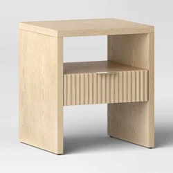 Groove Dowel Accent Table with Shelf Natural Wood - Threshold™ Fully Assembled