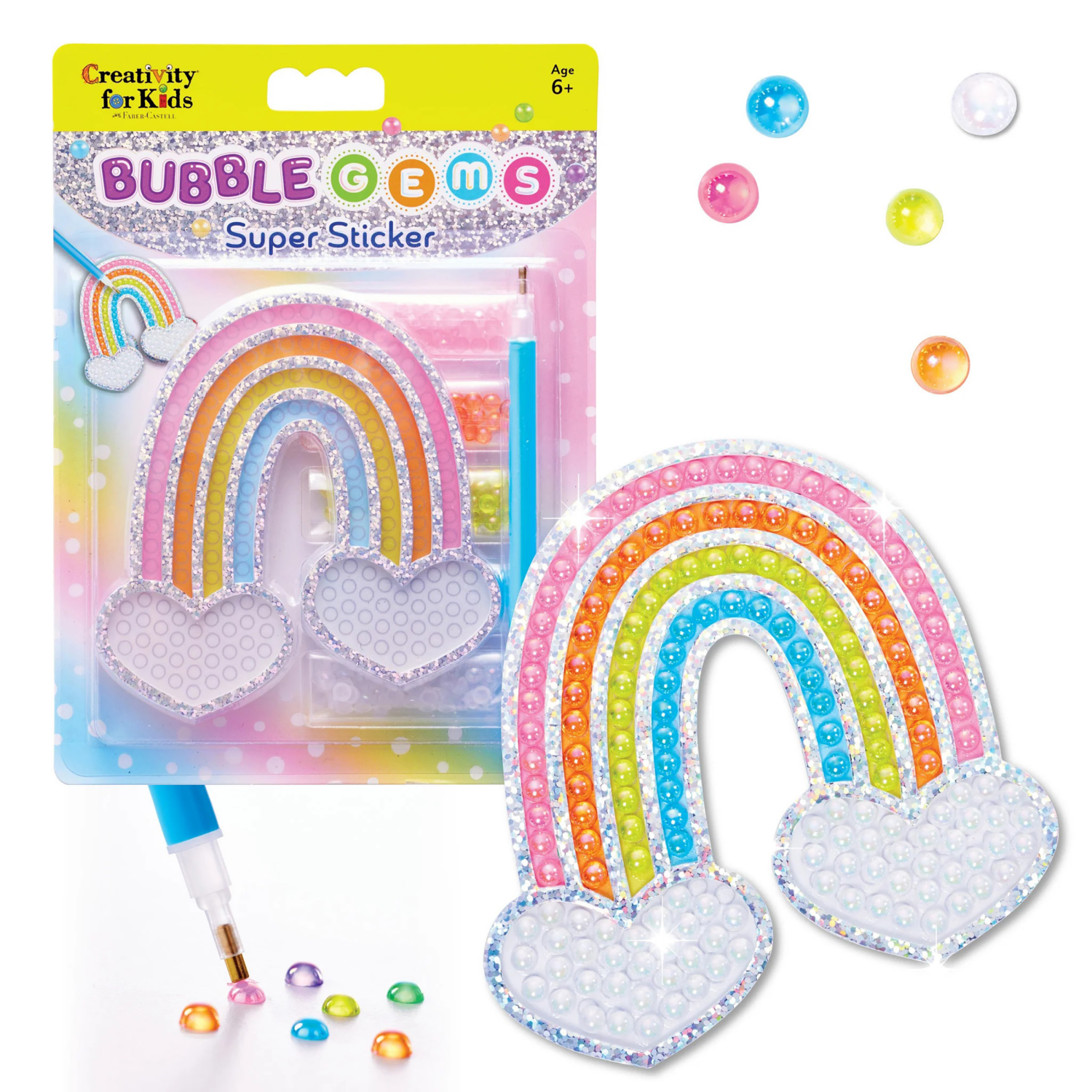 slide 4 of 8, CREATIVITY FOR KIDS Bubble Gem Super Sticker Rainbow, 1 ct