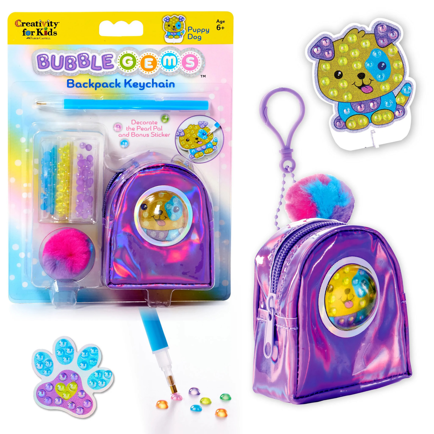 slide 4 of 8, CREATIVITY FOR KIDS Bubble Gems Backpack Keychain Puppy Dog, 1 ct
