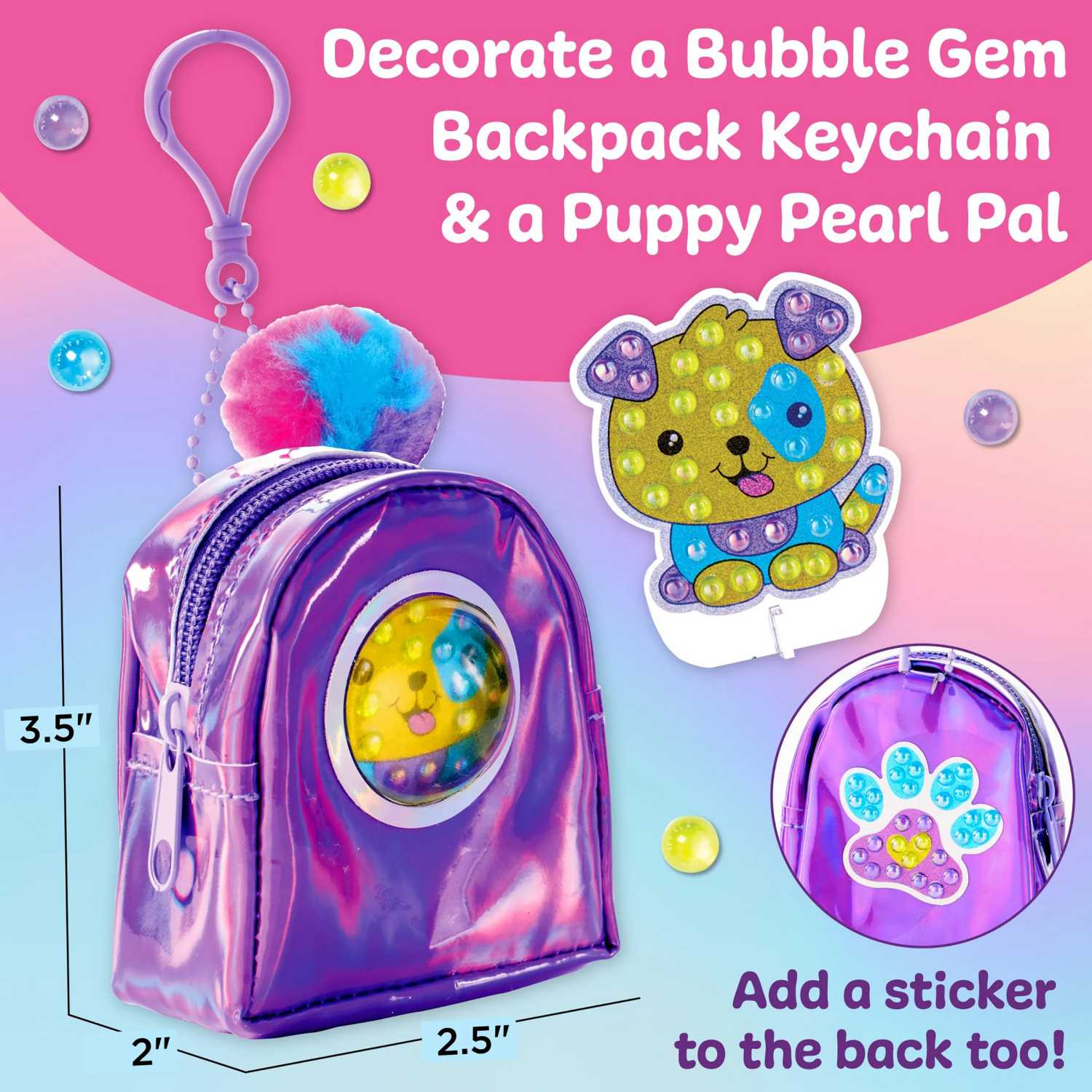 slide 5 of 8, CREATIVITY FOR KIDS Bubble Gems Backpack Keychain Puppy Dog, 1 ct