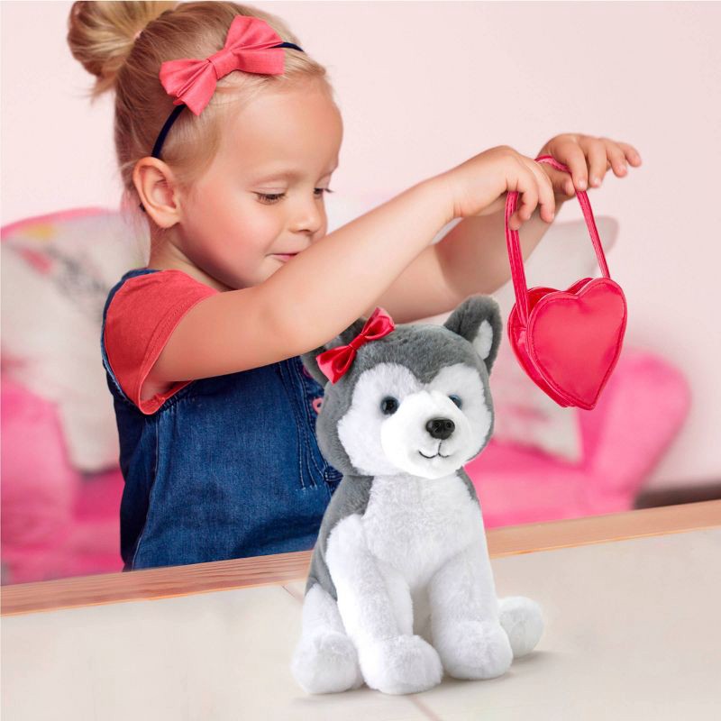 slide 2 of 8, FAO Schwarz 12" Sparklers Plush Husky with Purse, 1 ct
