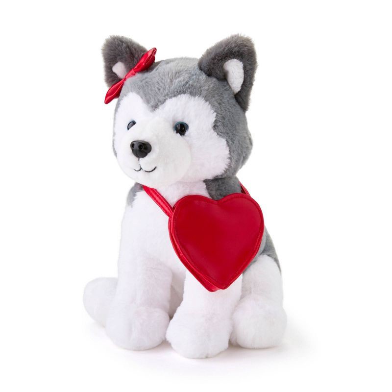 slide 4 of 8, FAO Schwarz 12" Sparklers Plush Husky with Purse, 1 ct