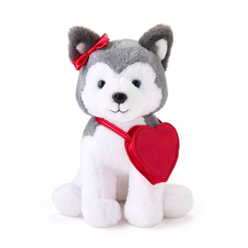 slide 5 of 8, FAO Schwarz 12" Sparklers Plush Husky with Purse, 1 ct