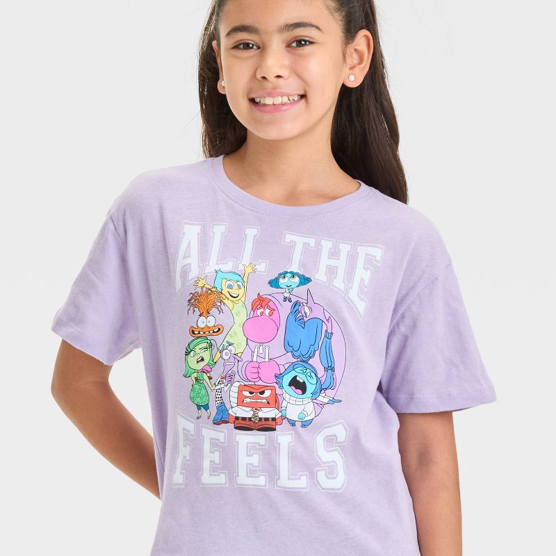 slide 2 of 4, Girls' Inside Out 2 Short Sleeve Cropped Graphic T-Shirt - Lilac Purple XS, 1 ct